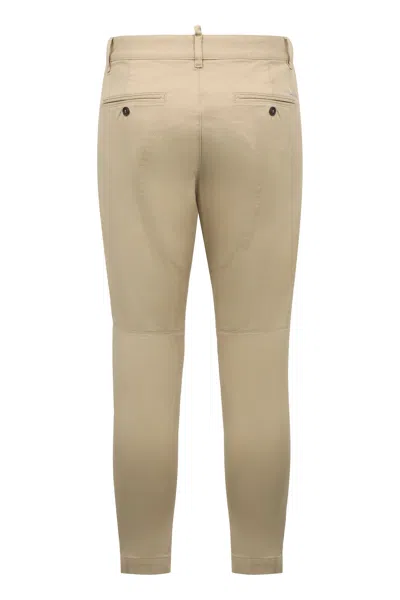 Dsquared2 Sexy Chino Cotton Pants With Two-button Back Welt Pockets In Neutral