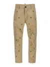Dsquared2 Embroidered Pattern Chino Trousers In Beige
