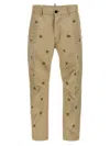 Dsquared2 Embroidered Pattern Chino Trousers In Beige