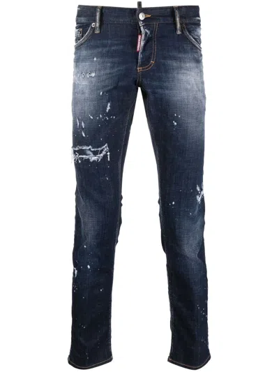 Dsquared2 Distressed-effect Straight-leg Jeans In Blue