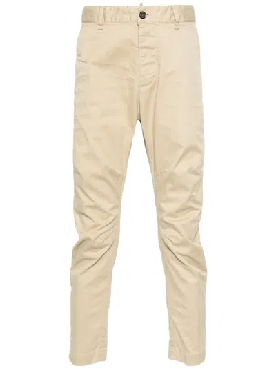 Dsquared2 Beige Medium Waist Trousers In Multicolor