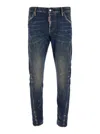 DSQUARED2 'SEXY TWIST' BLUE JEANS WITH USED EFFECT AND RIPS IN STRETCH COTTON DENIM MAN