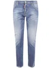 Dsquared2 Blue Slim Jeans With Rips And Bleach Effect In Cotton Blend Denim Man In Navy Blue