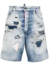 Dsquared2 Shark Bite Washed Denim Shorts In Blue