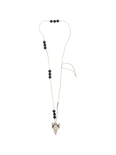 Dsquared2 Shark-tooth Leather Necklace In Multi