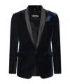Dsquared2 Velvet Blazer With Front Pockets And Notch Lapel In Blue