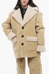 Dsquared2 Shearling 3-button Coat With Patch Pockets In Beige