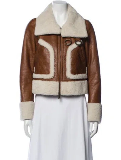 Pre-owned Dsquared2 Shearling Biker Jacket In Neutral