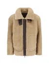 Dsquared2 Beige Shearling Jacket With High Collar In Brown