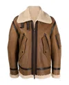 Dsquared2 Shearling-trimmed Biker Jacket In Brown