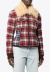 Dsquared2 Fur-collared Flannel Jacket In Multicolor
