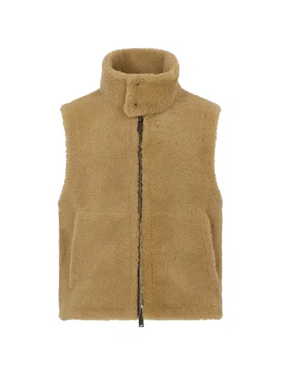 Dsquared2 Shearling Vest In Brown