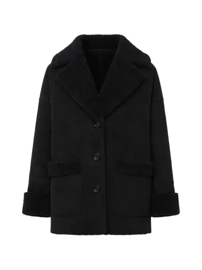 Dsquared2 Shearling-trim Patch-pocket Coat In Black