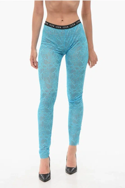 Dsquared2 Sheer Lace Icon Leggings In Blue