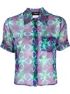 Dsquared2 Abstract Flower-print Short-sleeve Shirt In Blue