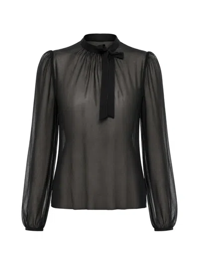 Dsquared2 Sheer Tie-neck Blouse In Black