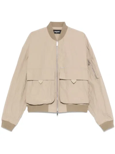 Dsquared2 Shell Bomber Jacket In Neutrals