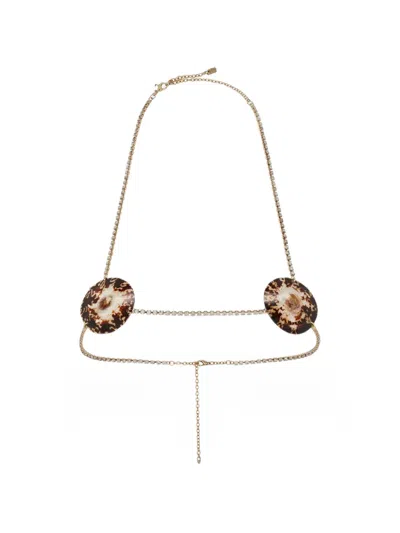 Dsquared2 Shell-embellished Crystal-chain Harness In Brown