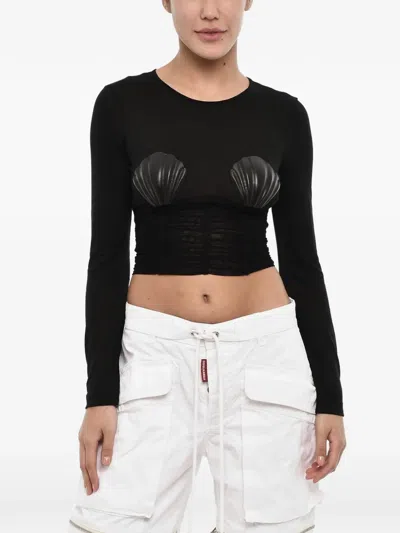 Dsquared2 Shell-embellished Long-sleeve T-shirt In Black