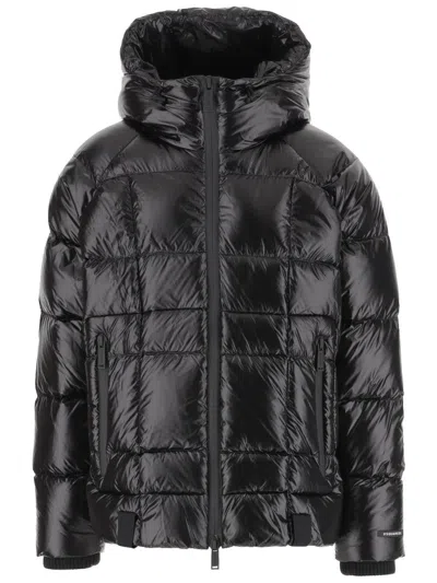 DSQUARED2 SHINY FINISH PUFFER BOMBER JACKET WITH HOOD
