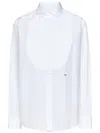 Dsquared2 Embroidered Collar Pleated Front Shirt In White