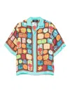 Dsquared2 Multicolor Shirt With Cuban Collar And All-over Printed Motif In Multi