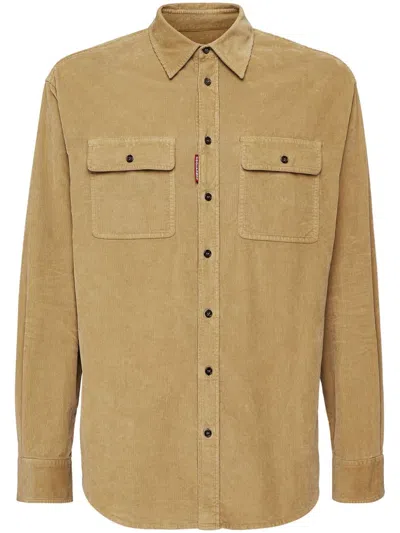 Dsquared2 Long-sleeve Corduroy Shirt In Desert Tan
