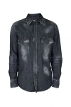 Dsquared2 Man Denim Shirt Charcoal Size 44 Cotton In Black