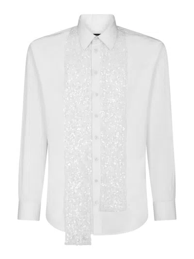 Dsquared2 Sequinned Draped-detail Shirt In Black