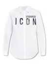 Dsquared2 Popeline Icon Shirt With Printed Front In Blanco