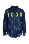 Dsquared2 Icon-print Denim Shirt In Blue