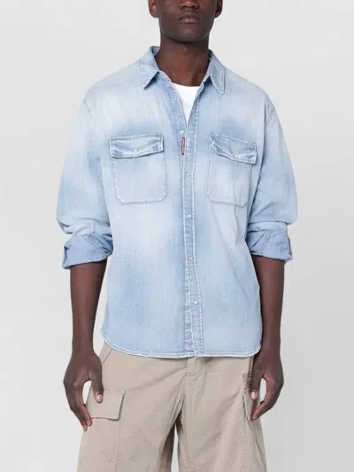 Dsquared2 Shirt Collared Design Buttoned Cuffs Pockets In Blue