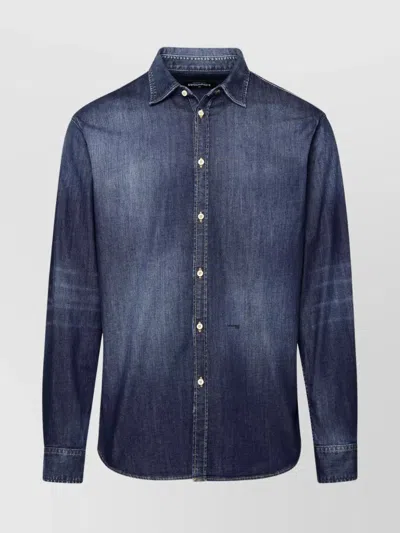 Dsquared2 Blue Cotton Blend Shirt