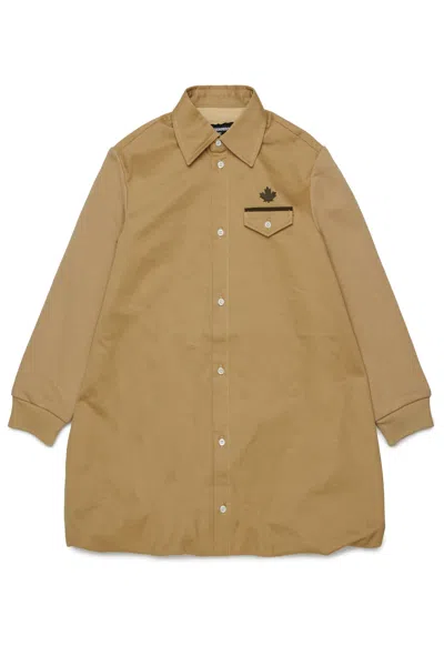 Dsquared2 Kids' Shirt Dress With Logo In Brown