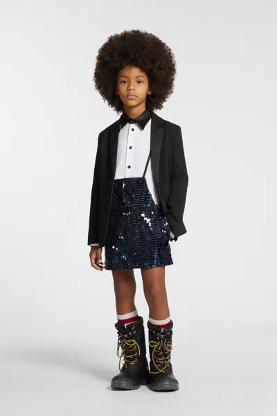 Dsquared2 Kids' Shirt Dress With Suspenders And Sequins In Black