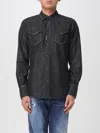 Dsquared2 Button-down Black Shirt With Textured Fabric In Black