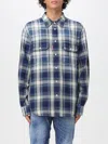 Dsquared2 Checked Pattern Shirt With Pockets And Collar In Blue