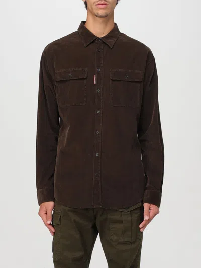 Dsquared2 Long-sleeve Corduroy Shirt In Braun