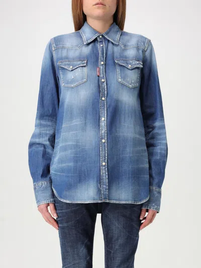 DSQUARED2 SHIRT DSQUARED2 WOMAN COLOR DENIM,G50436028