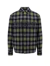 DSQUARED2 DSQUARED2 GREEN AND BROWN COTTON PLAID PRINT FLANNEL SHIRT