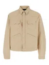 Dsquared2 Beige Jacket With Classic Collar And Front Patch Pockets In Cotton Man In Brown