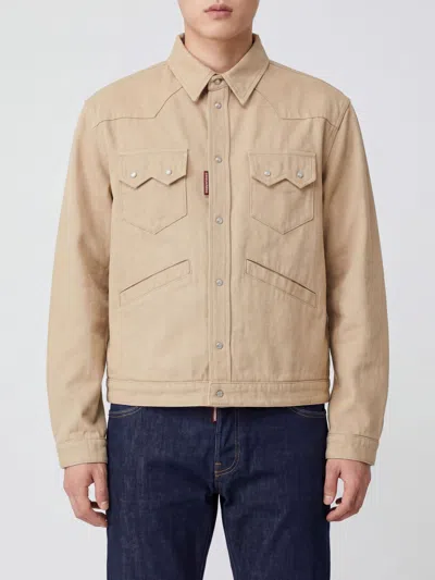 DSQUARED2 DSQUARED2 SHORT COTTON SHIRT JACKET WITH PATCH POCKETS,I57081022
