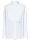 Dsquared2 Cotton Poplin Tuxedo Shirt With Pleated Plastron And D. C. Embroidery In White
