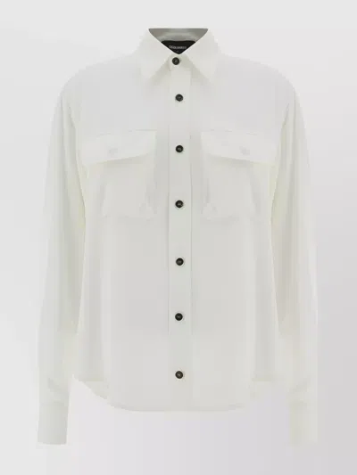 Dsquared2 Shirt With Back Yoke And Front Pockets In White
