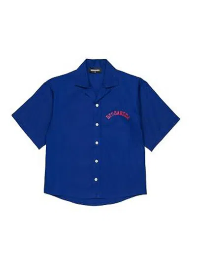 Dsquared2 Kids' Shirt With Logo In Blue