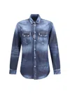 Dsquared2 Denim Shirt With Button-down Collar And Two Pockets In Blue
