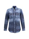Dsquared2 Denim Shirt With Button-down Collar And Two Pockets In Blue