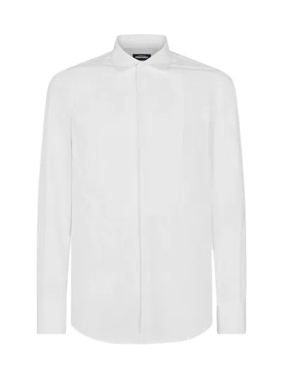 Dsquared2 Slim Fit Cotton Tuxedo Shirt In White