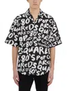 Dsquared2 All-over Logo Cotton Shirt In Black
