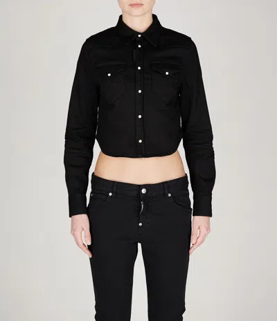 Dsquared2 Woman Denim Outerwear Black Size 6 Cotton, Elastomultiester, Elastane
